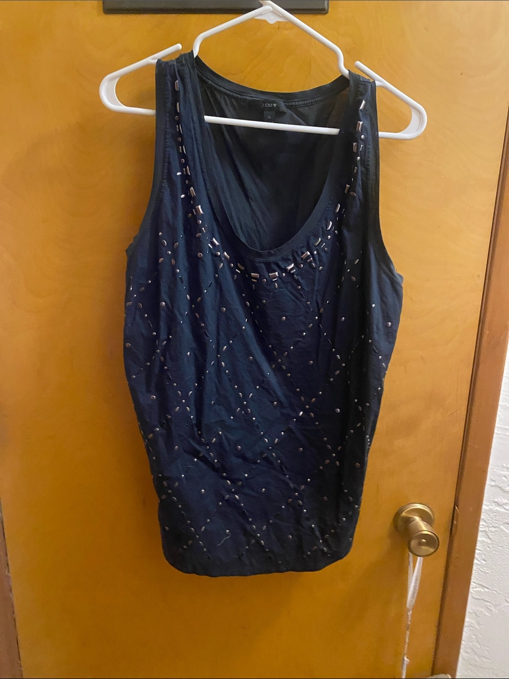 J. Crew Navy Beaded Sleeveless Blouse